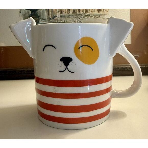 Parker Lane Other - NWT Parker Lane Figural Red Stripe Dog Coffee Cup Mug w/ Ears & Tail 16 Oz